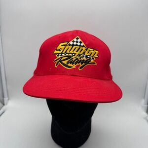 Vintage Snap On Racing Hat Snapback Embroidered Cap Red White‎ Yellow 90s Nascar